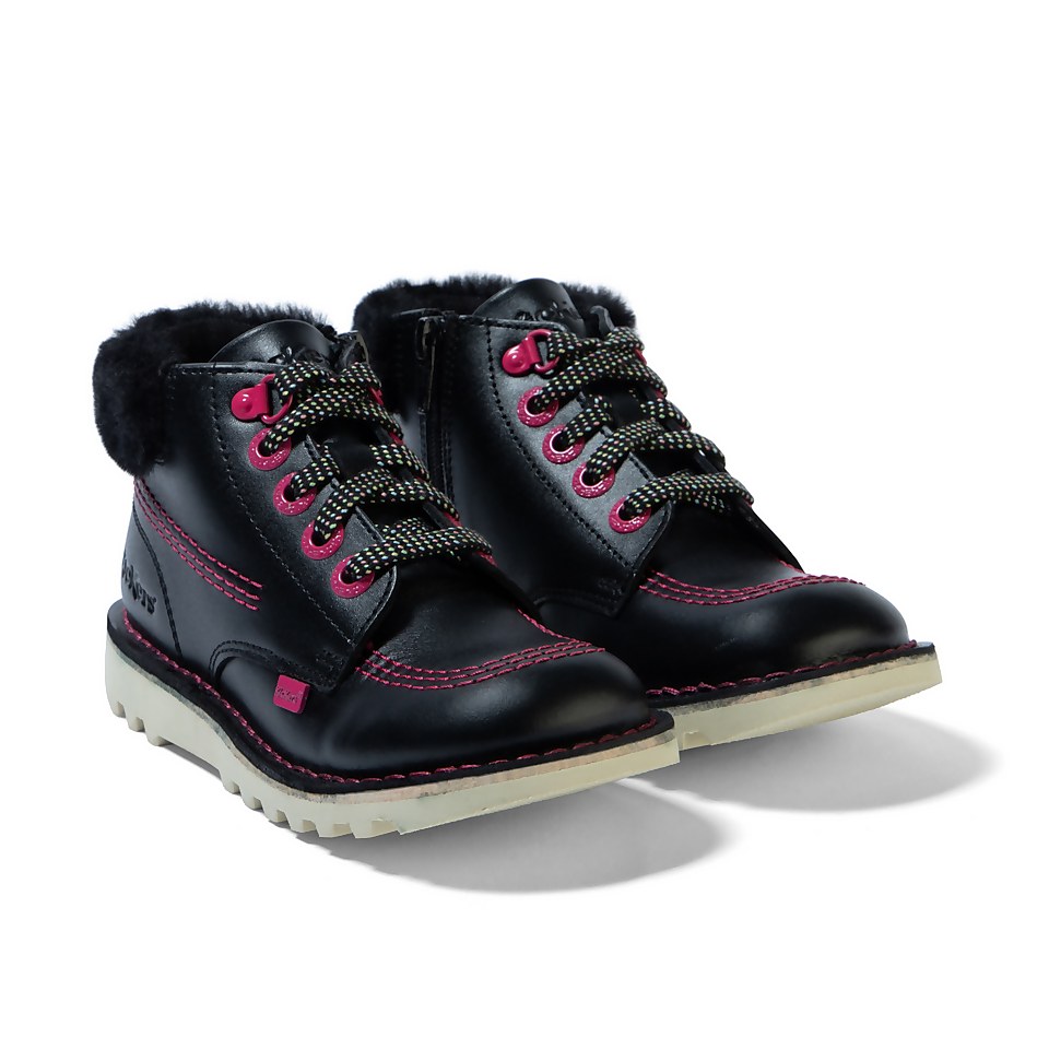 Junior Girls Kick Hi Winter Leather Black