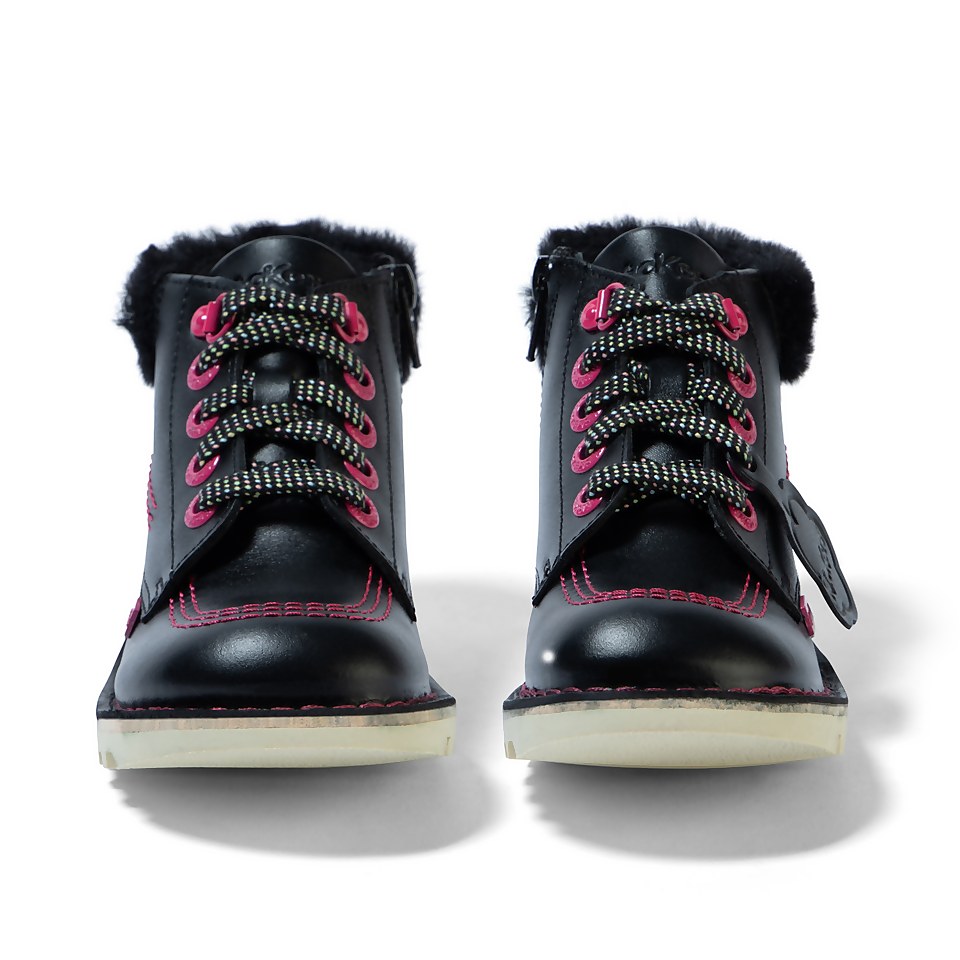 Junior Girls Kick Hi Winter Leather Black