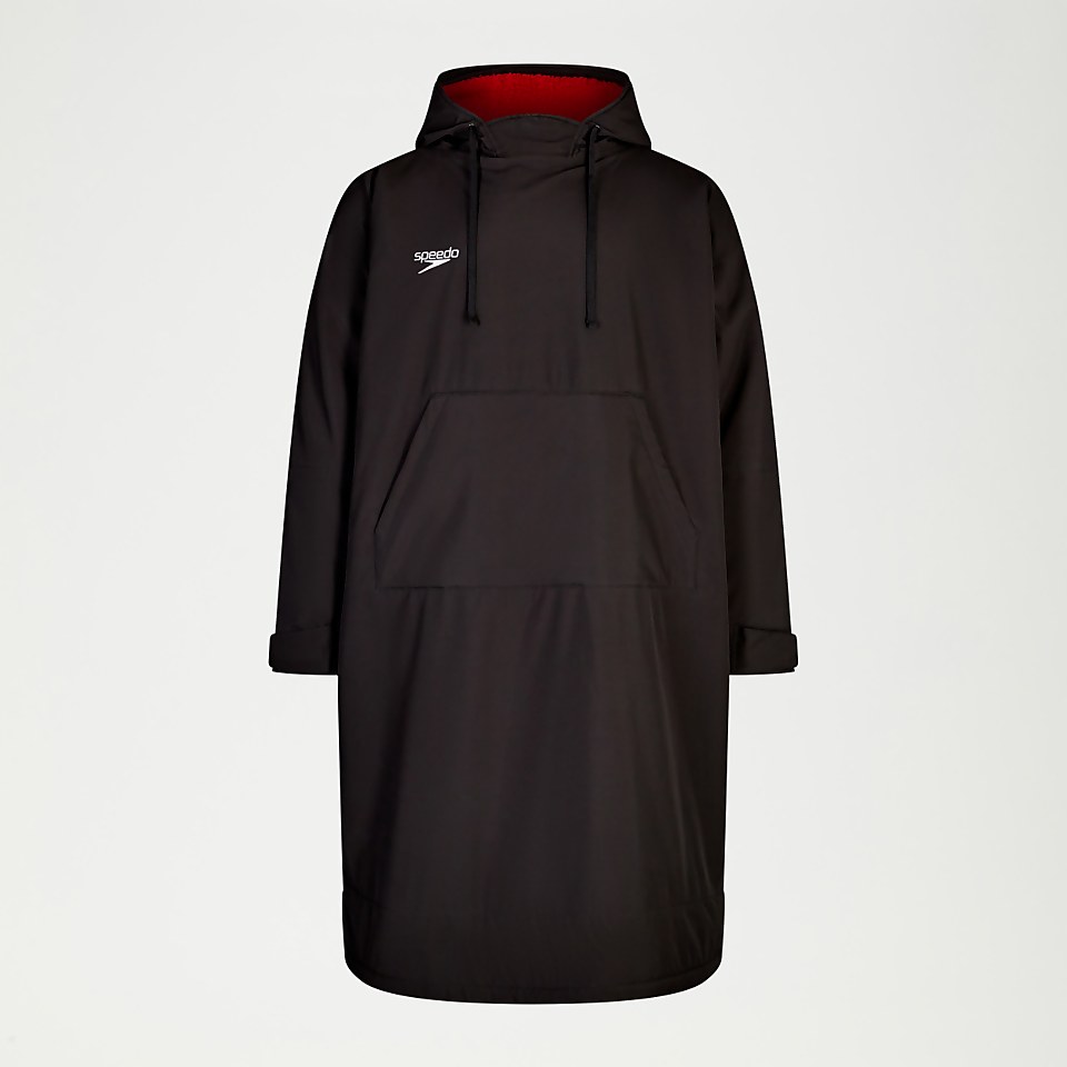 Langärmeliger Poncho für Erwachsene in Schwarz/Rot