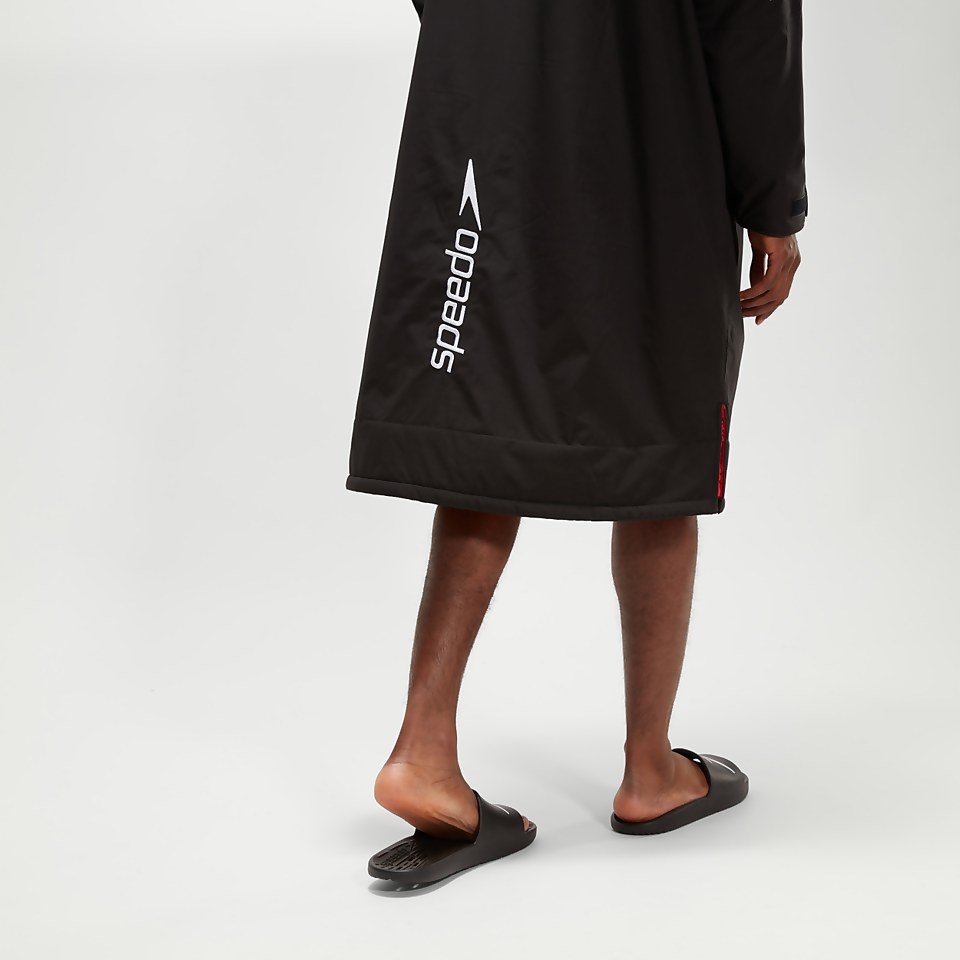 Langärmeliger Poncho für Erwachsene in Schwarz/Rot