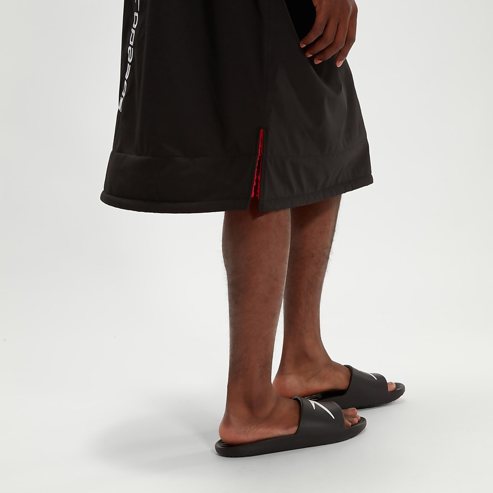 Langärmeliger Poncho für Erwachsene in Schwarz/Rot