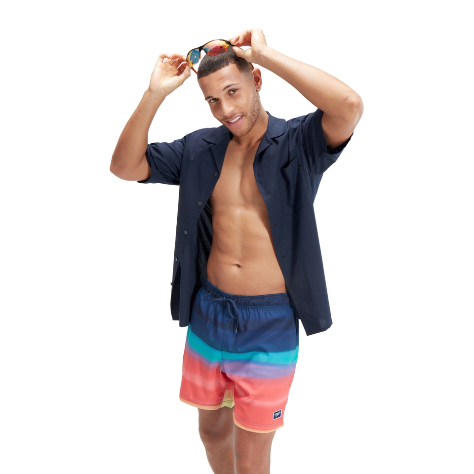 Maillot de bain à motif imprimé Rondo Edge 17 po pour hommes, rose