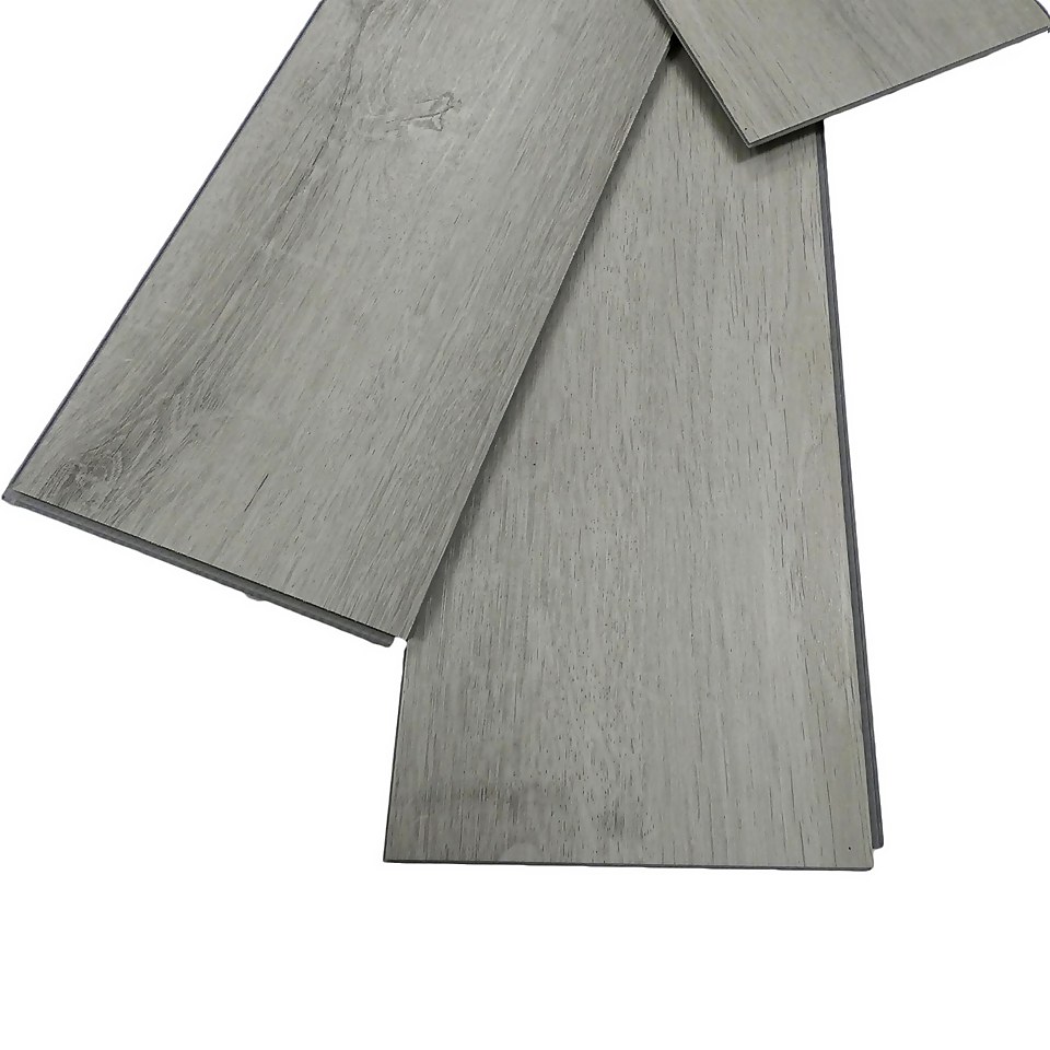 Rigid Core Luxury Vinyl Flooring - Light Grey Herringbone