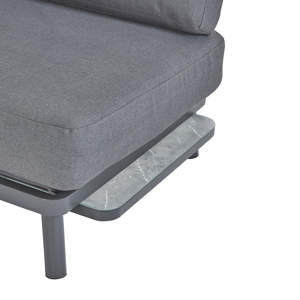 Heba Grey Metal Garden Corner Sofa Set Homebase