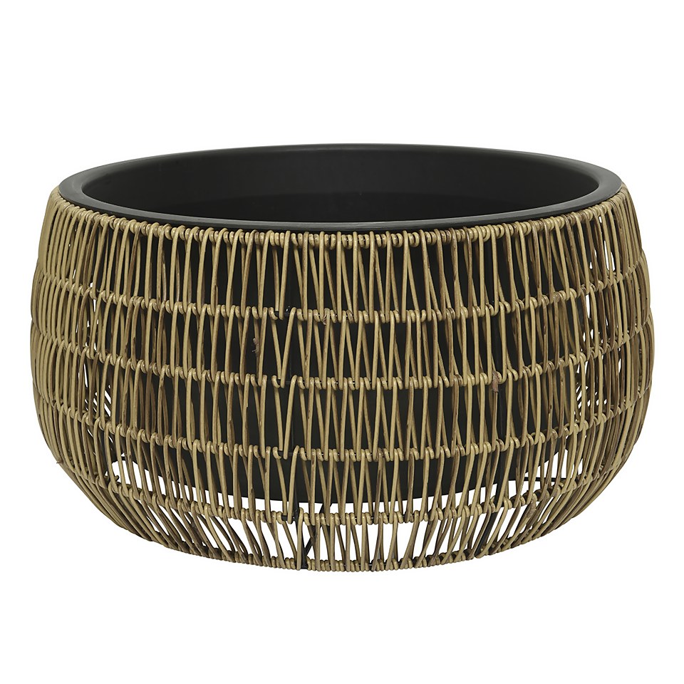 Kate Brown Wicker Round Outdoor Planter - Large