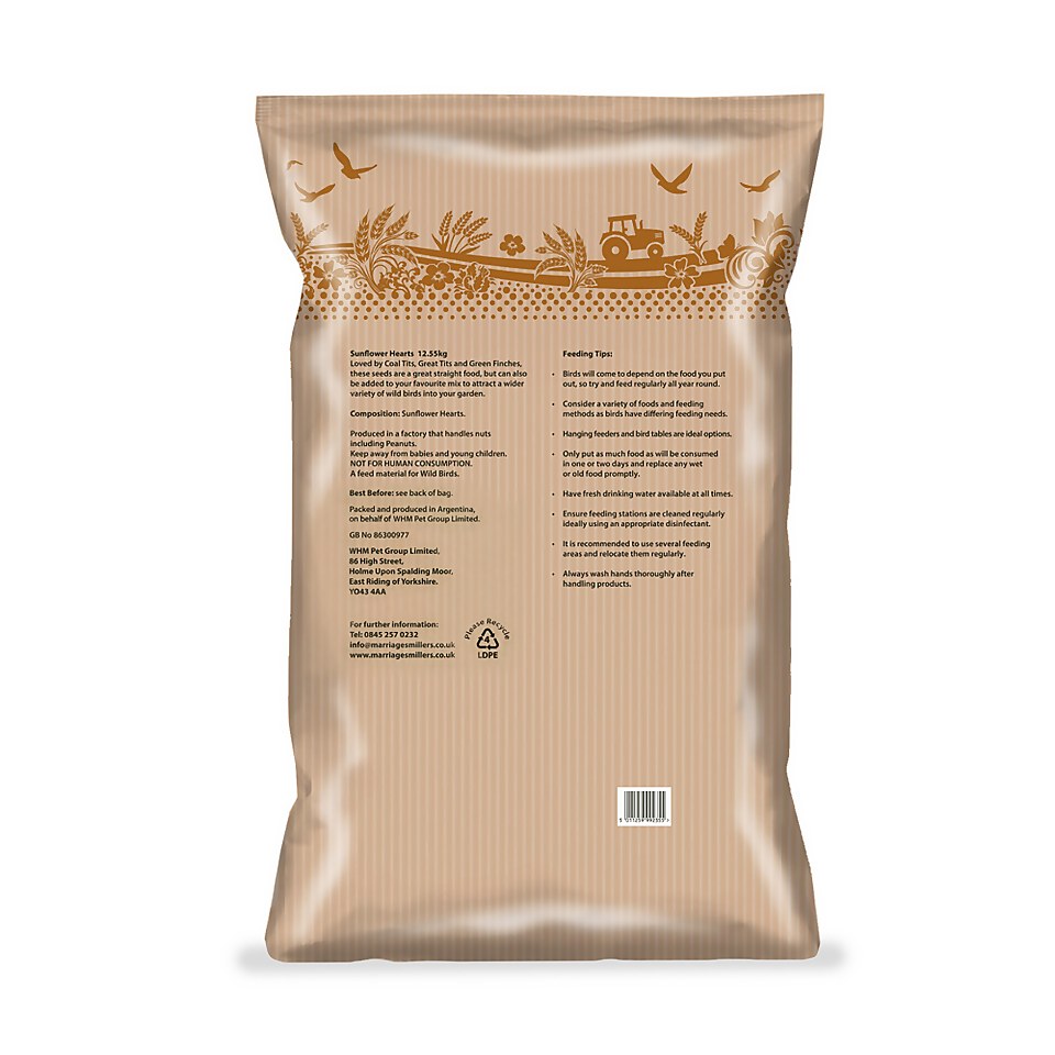 Berry Wild Bird Food Sunflower Hearts 12.55kg Homebase