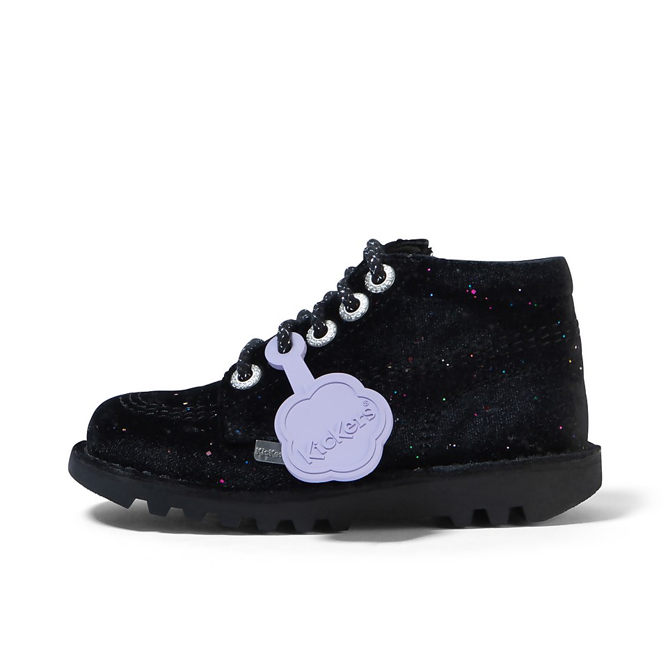 Infant Girls Kick Hi Glitter Textile Velvet Black