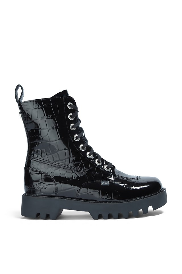 Adult Adult Women's Kizziie Lace Up Patl Croc Patent Leather Black