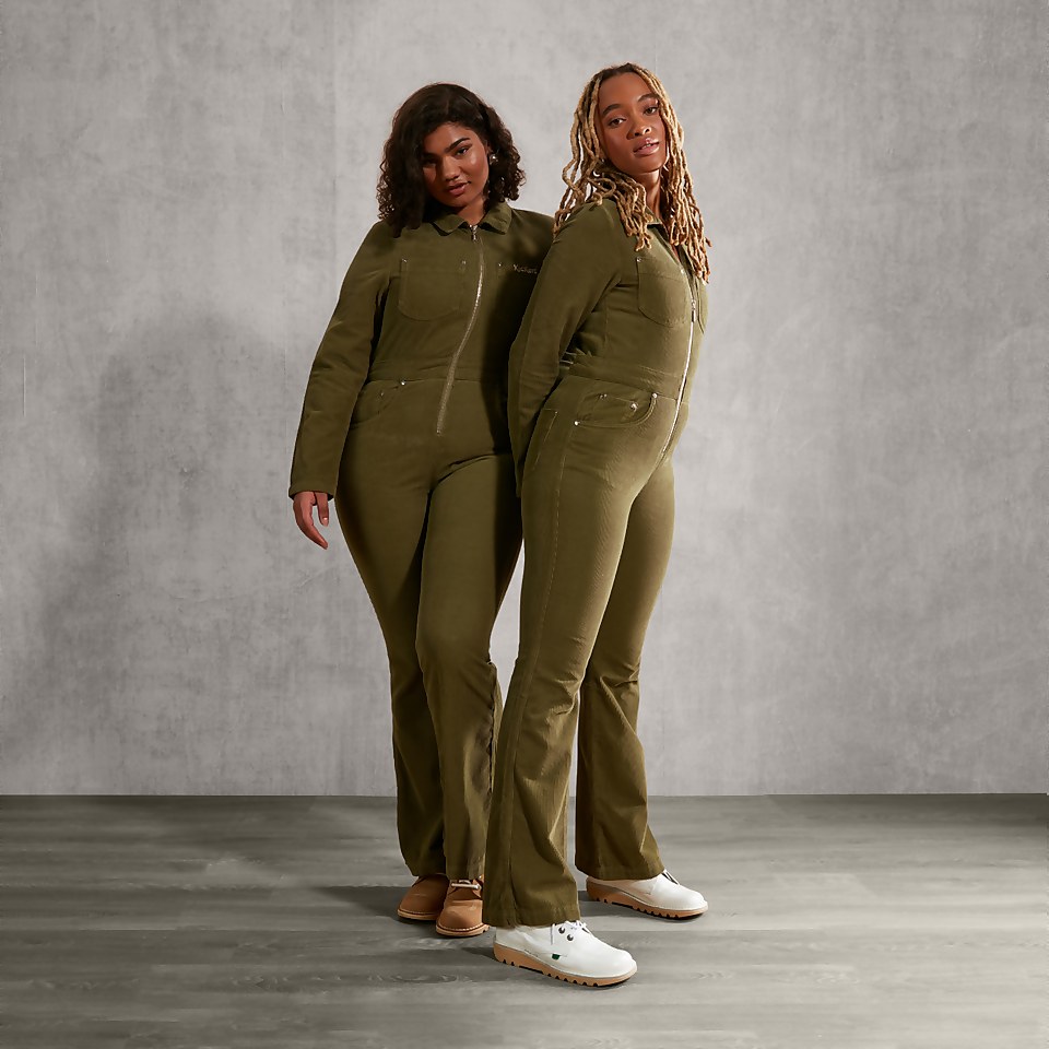Women's Cord Boilersuit Green