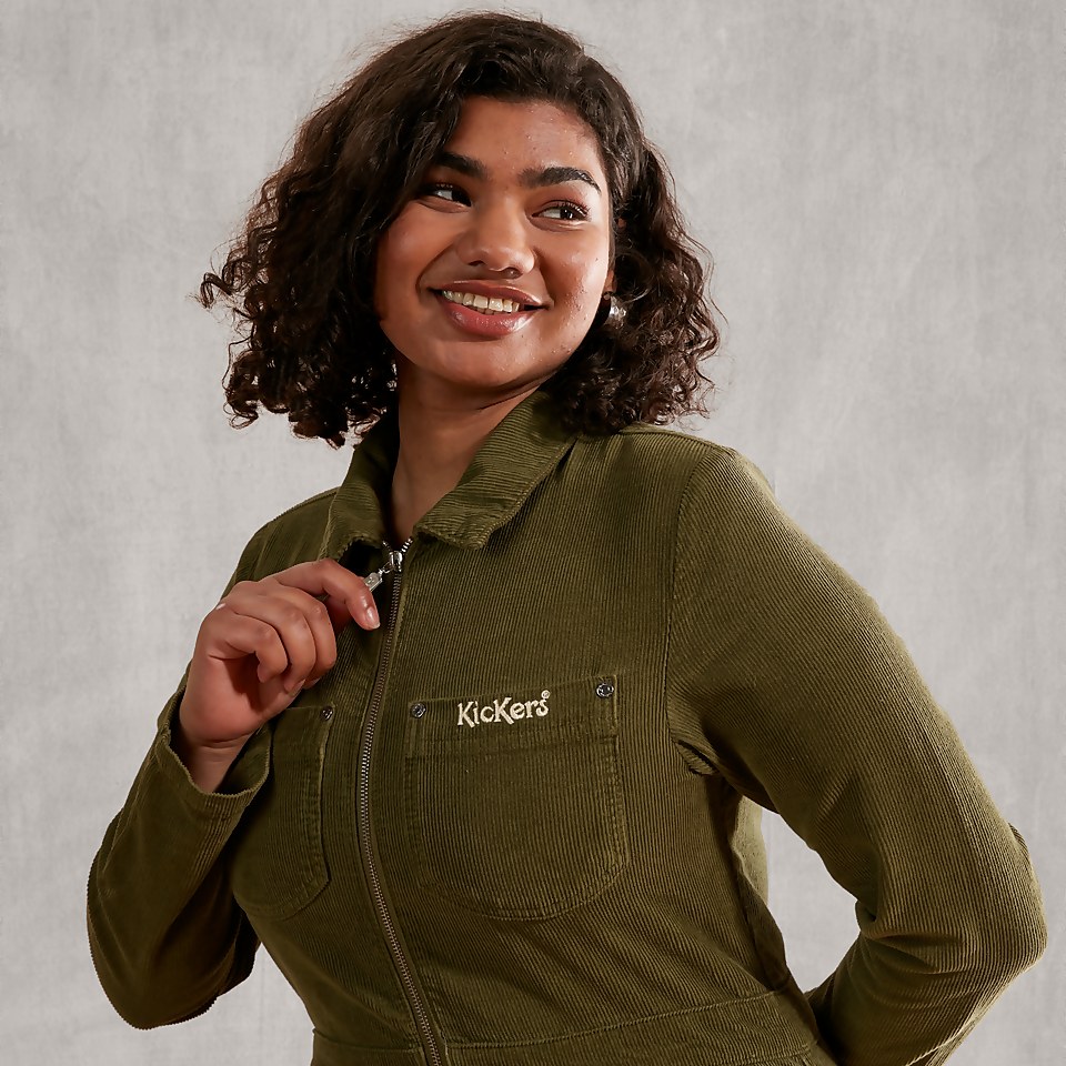 Women's Cord Boilersuit Green