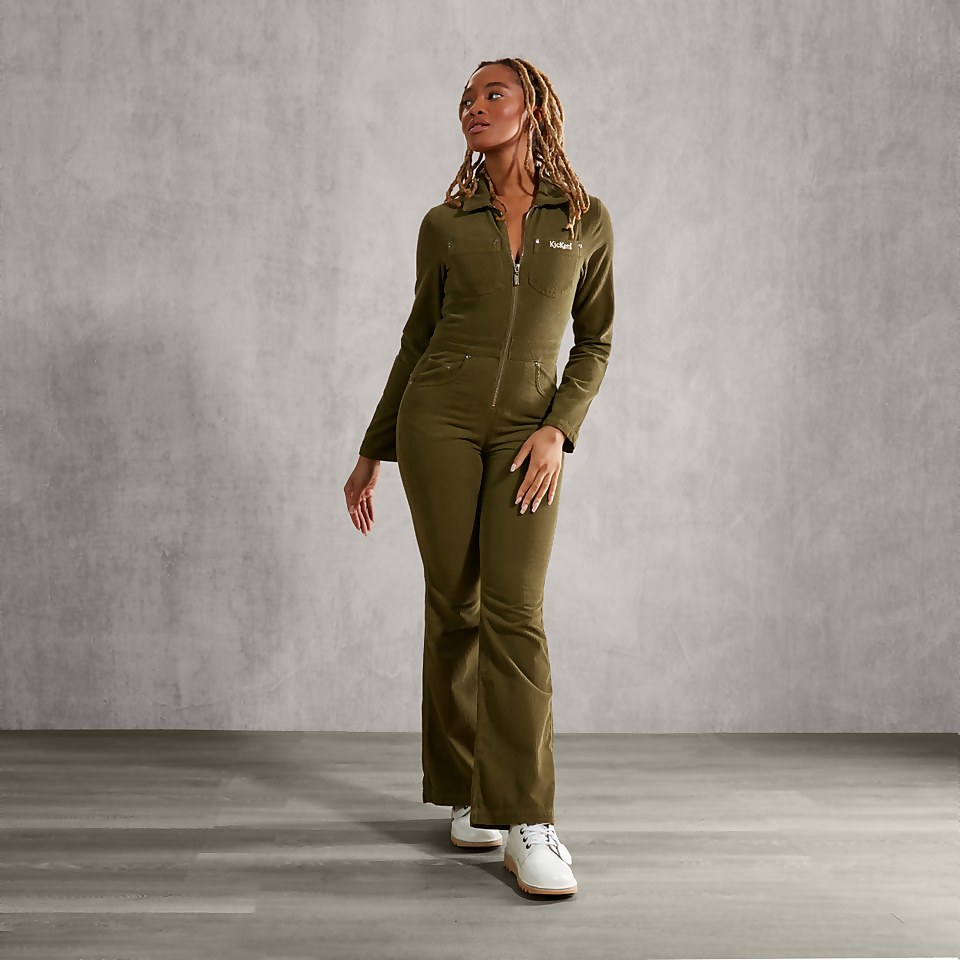 Women's Cord Boilersuit Green