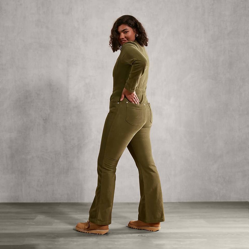 Women's Cord Boilersuit Green