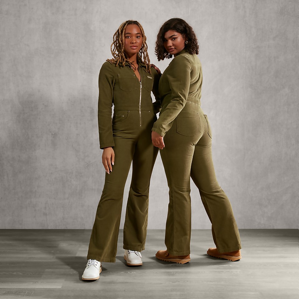 Women's Cord Boilersuit Green
