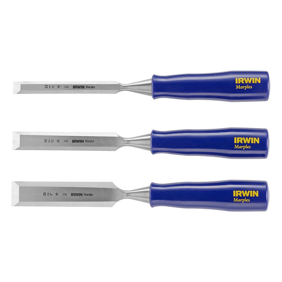 IRWIN Marples M444 BlueChip 3 Bevel Edge Chisel Set Homebase