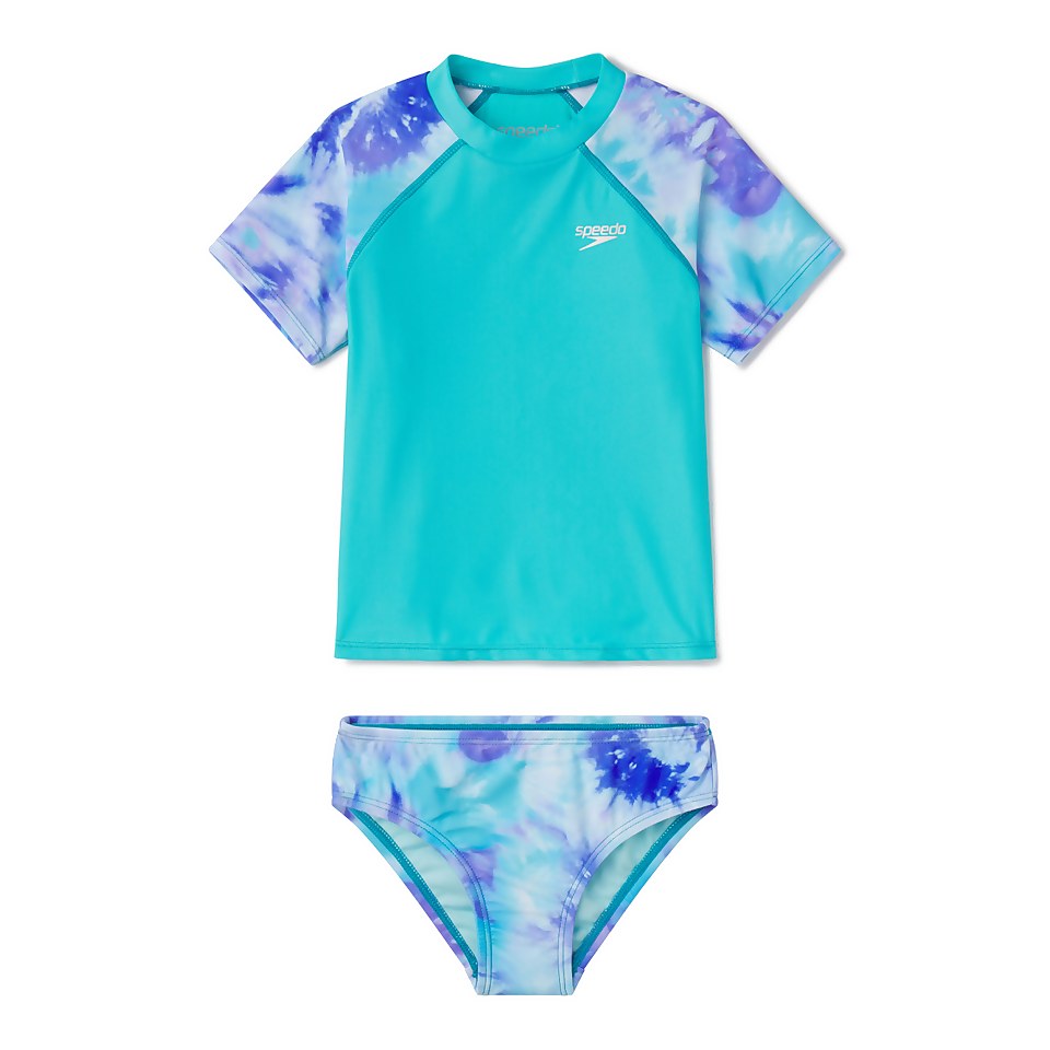 Girl's Long Sleeve Print Rashguard Blue