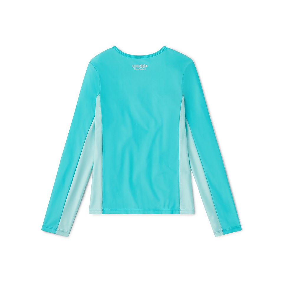 Girl's Splice UV Protection Long Sleeve Rashguard Blue