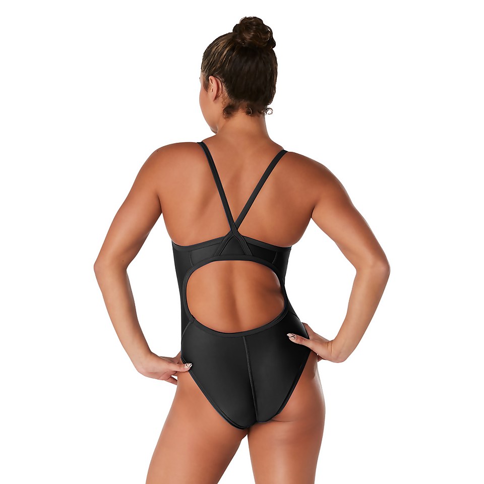 Women's Solid Flyback One Piece Black