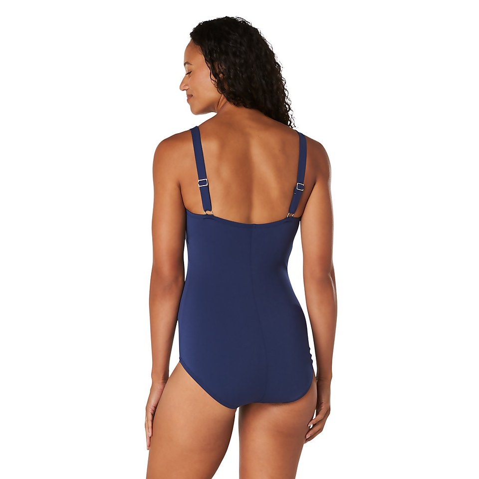 Women's Adjustable Solid Shir One Piece Blue