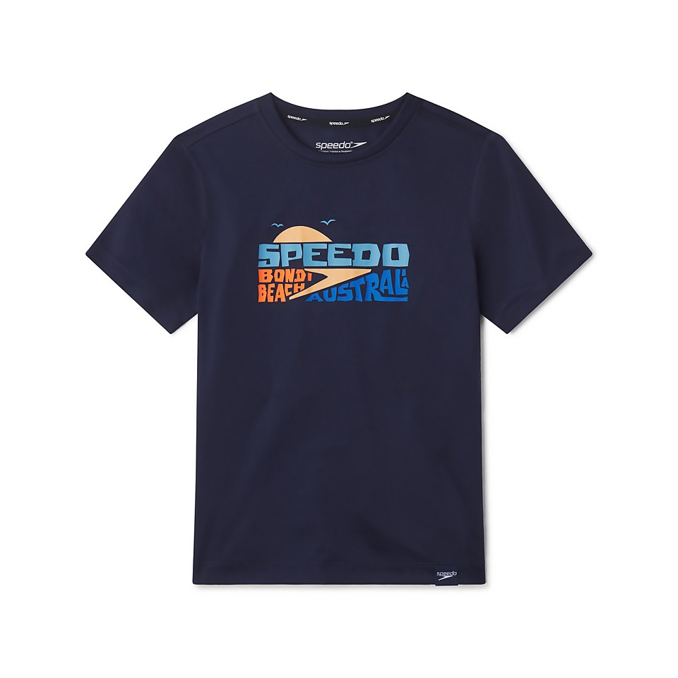 Boy's Short Sleeve Graphic Swim Shirt Navy