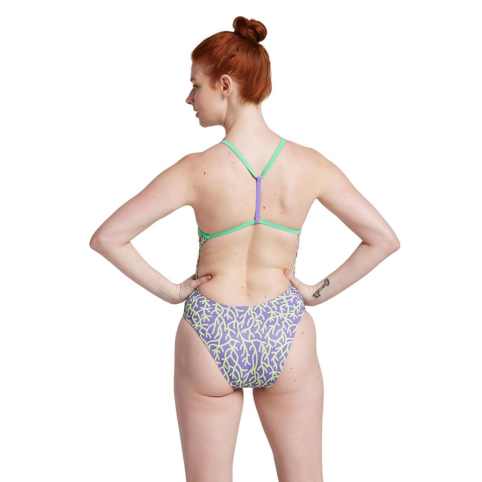 Women's Printed T-Back One Piece Purple