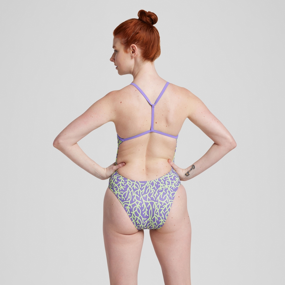 Women's Printed T-Back One Piece Purple