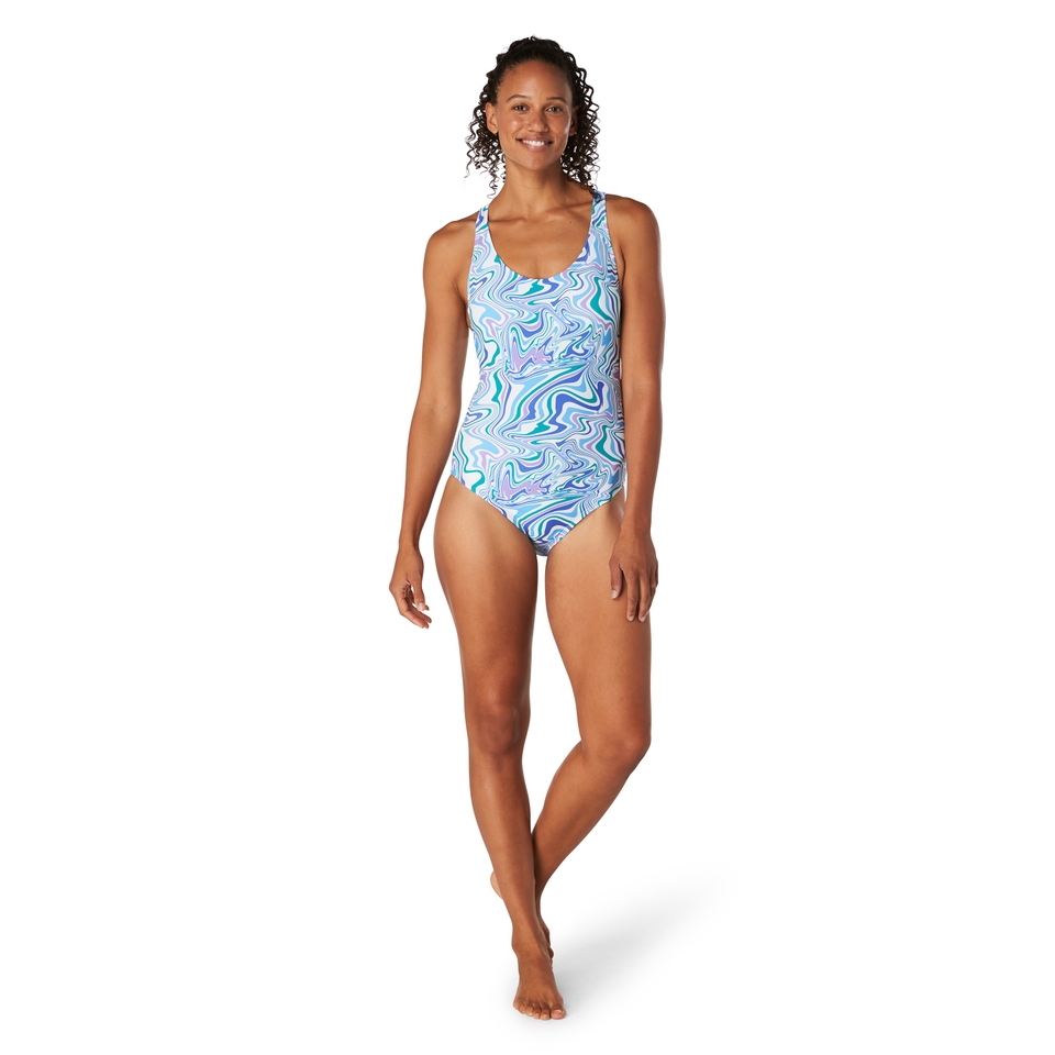 Women's Print Thin Strap One Piece Blue