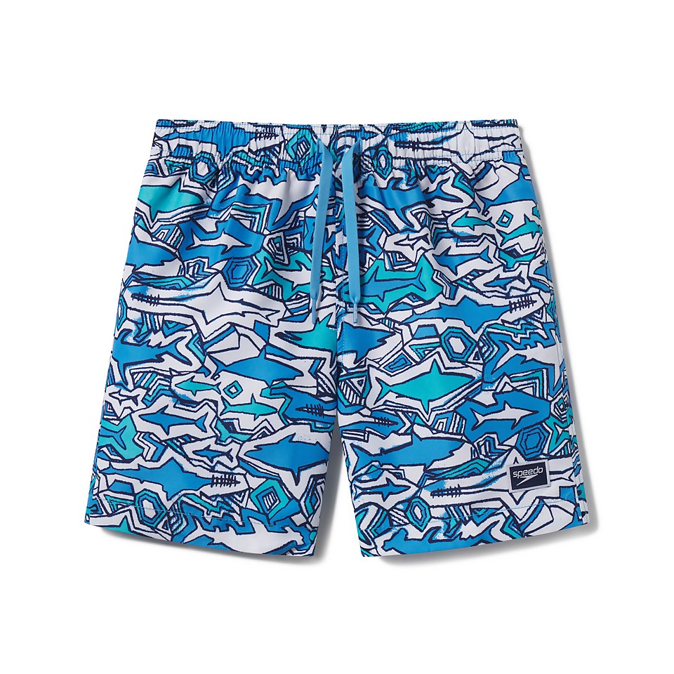 Boys Camo Cover Redondo 15" Volley Swim Trunks Blue