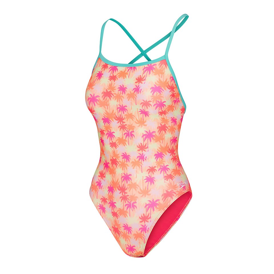 Girl's Printed Double X Back One Piece Pink