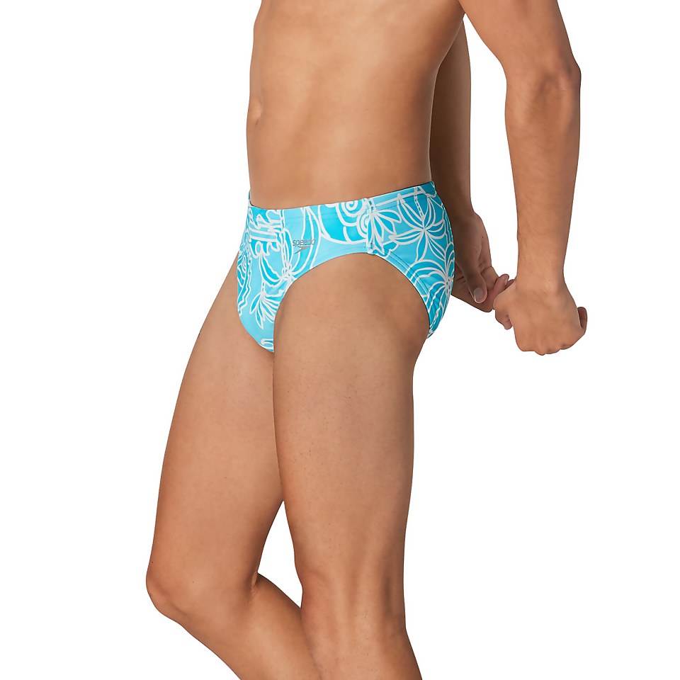 Men's Floatable Floral Print Beachstar 2" Brief Blue