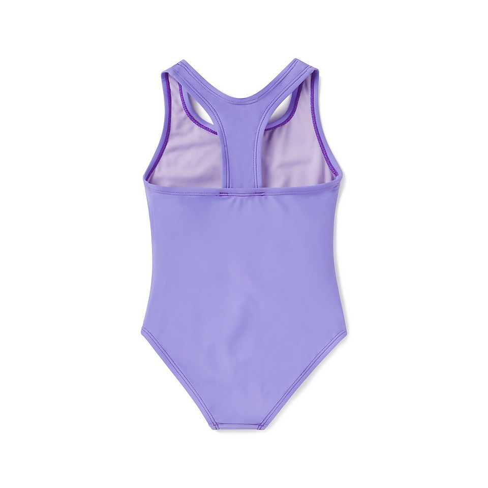 Monopièce à dos nageur couleur unie pour filles, violet
