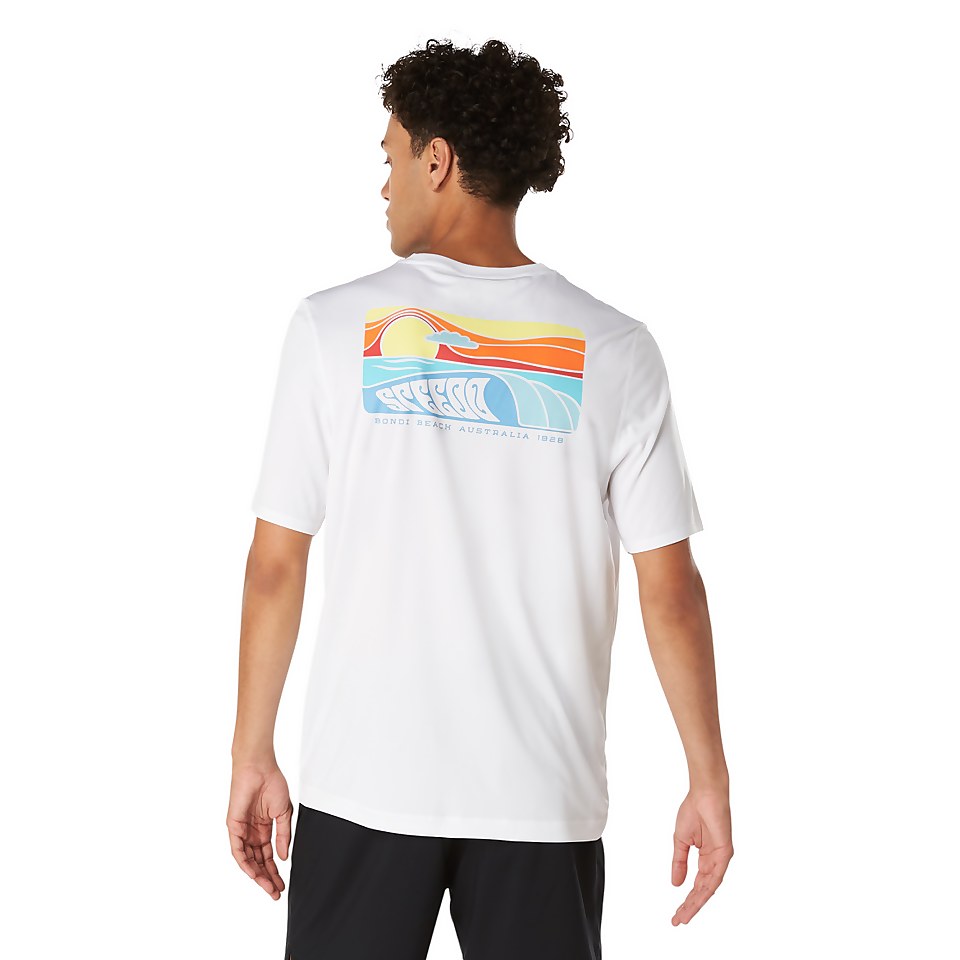 Men's Short Sleeve Graphic Swim Rashguard White