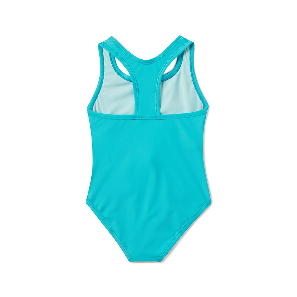 Girl's Solid Racerback One Piece Blue