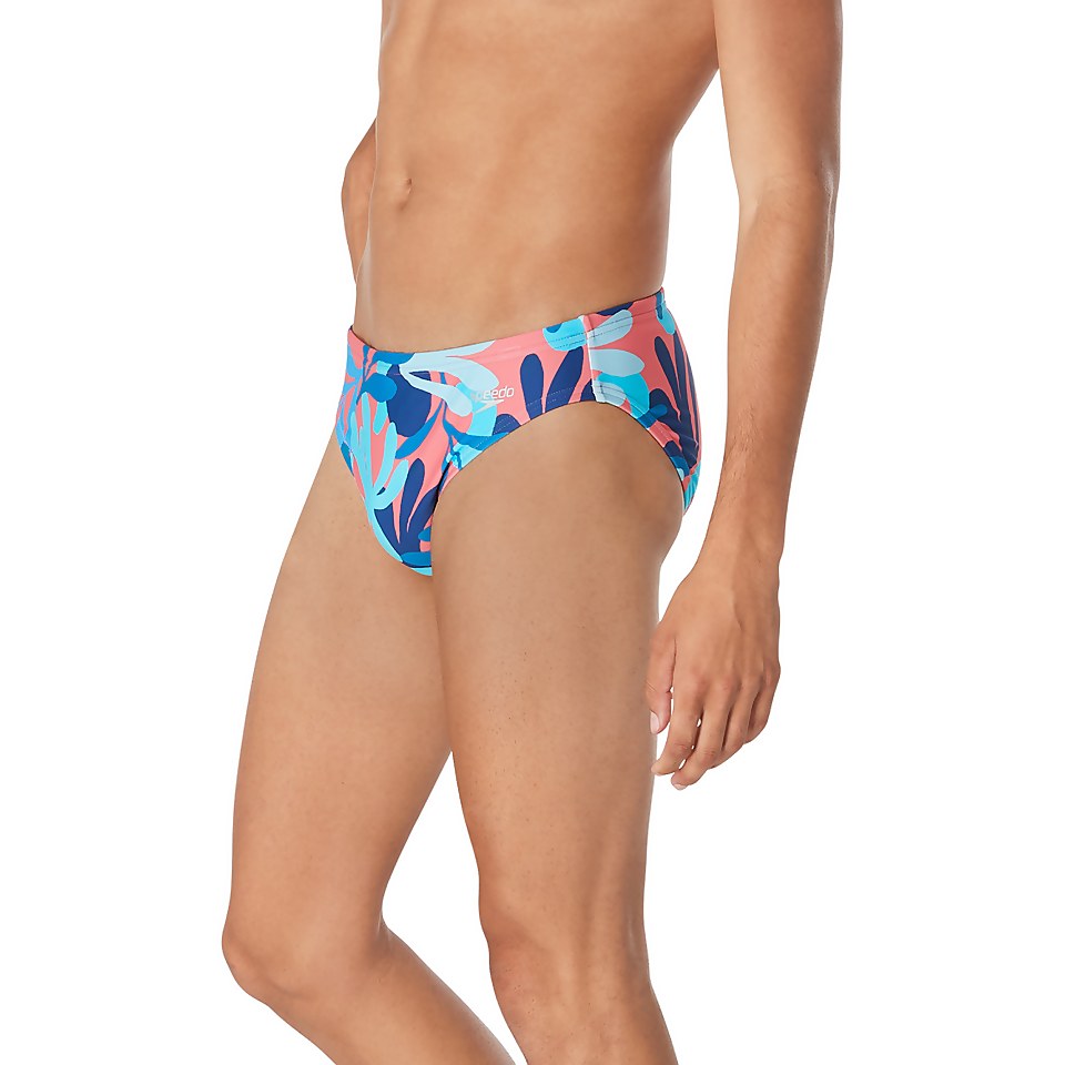 Men's Floatable Floral Print Beachstar Brief 2" Blue