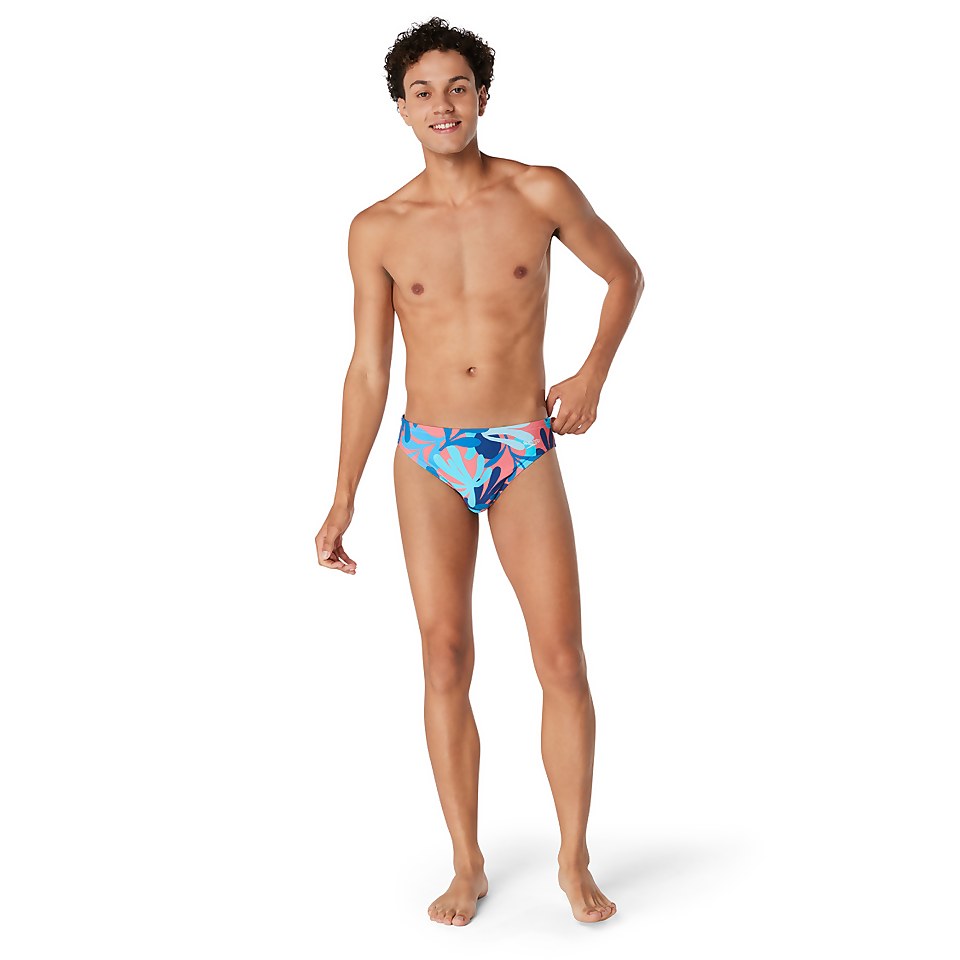 Men's Floatable Floral Print Beachstar Brief 2" Blue