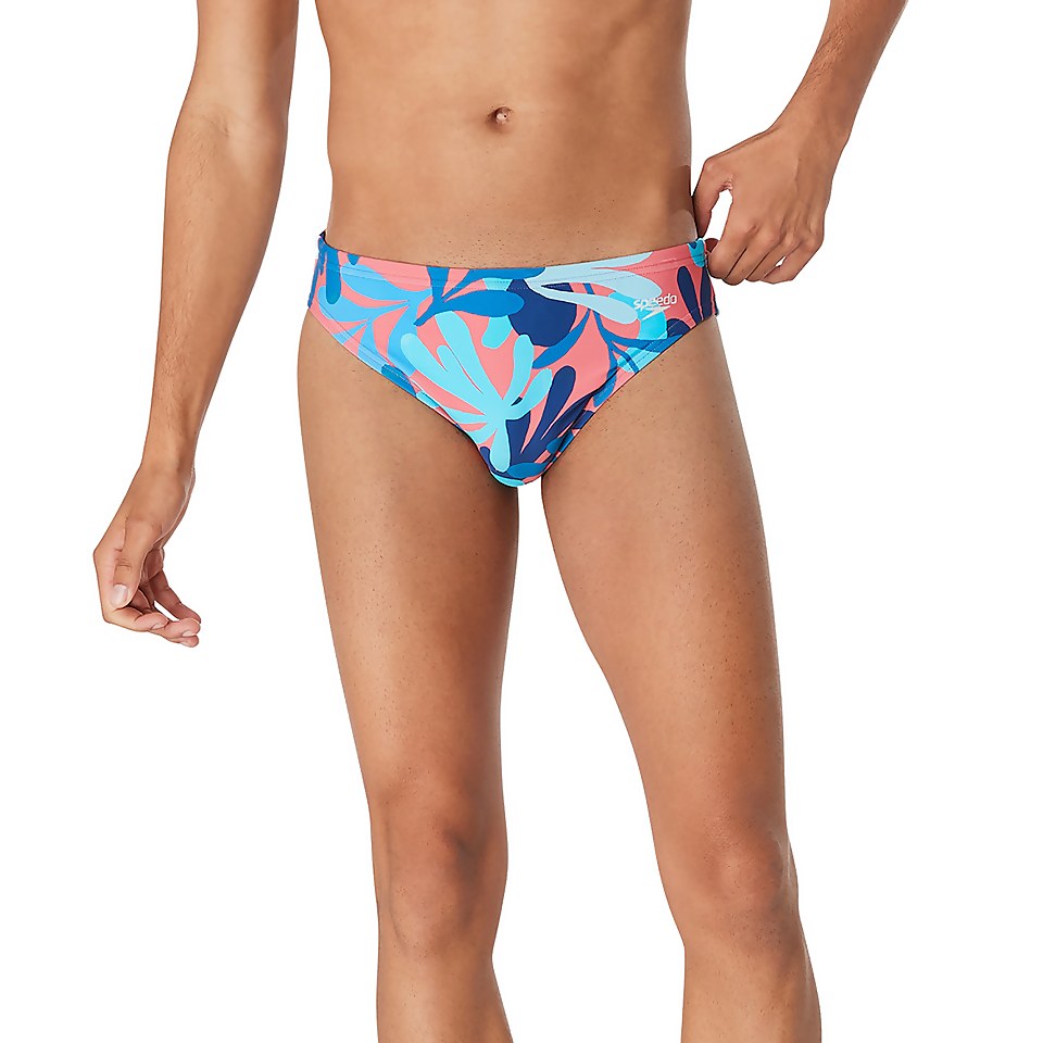 Men's Floatable Floral Print Beachstar Brief 2" Blue