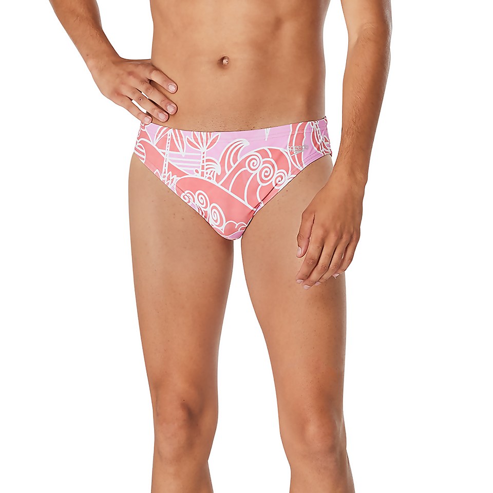 Men's Floatable Floral Print Beachstar Brief 2" Pink