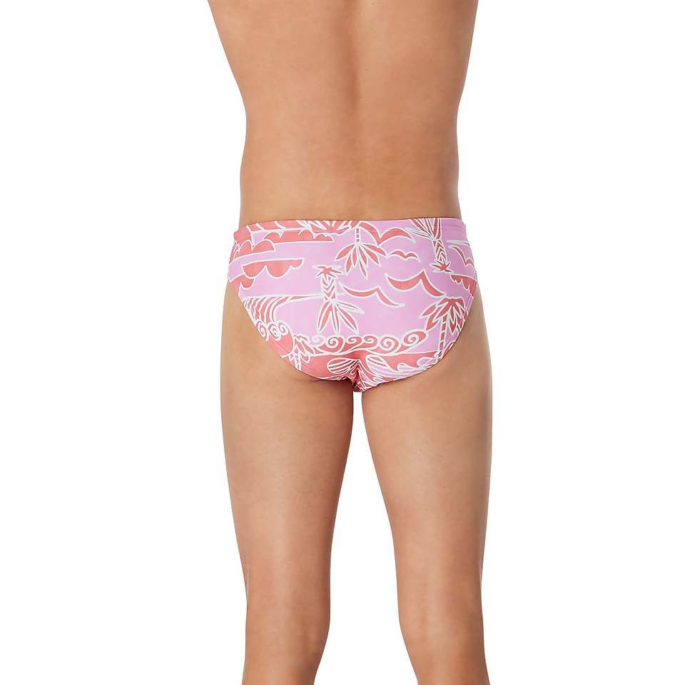 Men's Floatable Floral Print Beachstar Brief 2" Pink