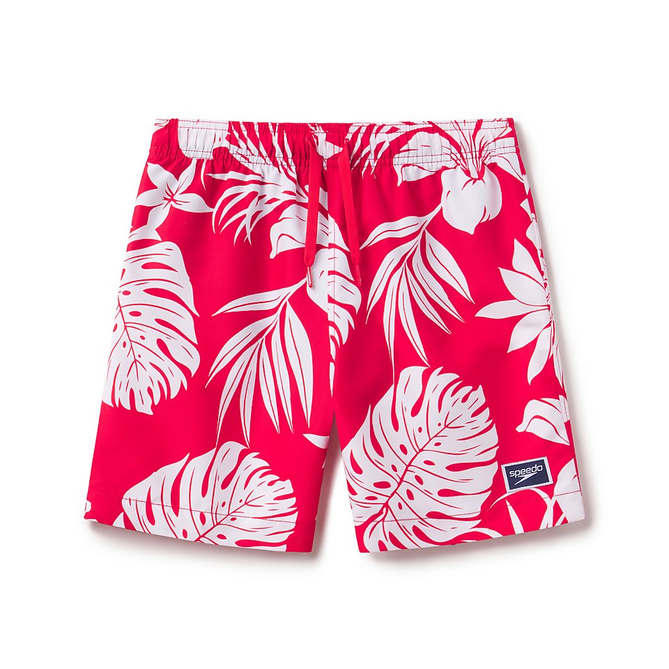 Boys Camo Cover Redondo 15" Volley Swim Trunks Red