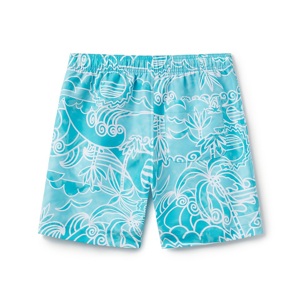 Boys Camo Cover Redondo 15" Volley Swim Trunks Green