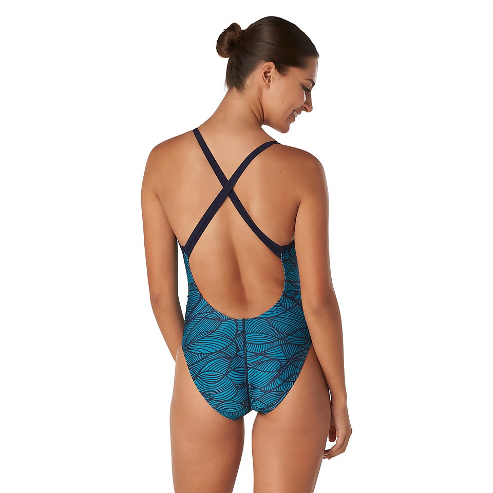 Women's Printed Relay Back One Piece Navy
