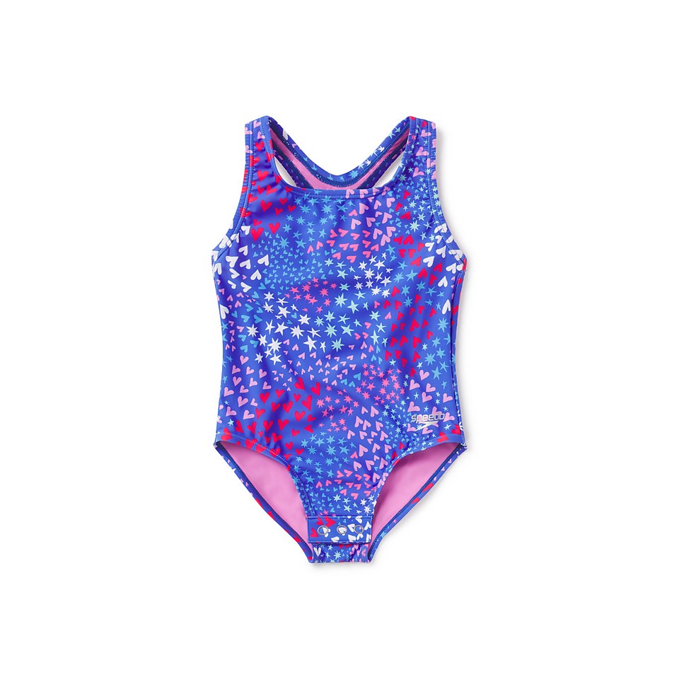 Girl's Printed Toddler Snap Suit Blue
