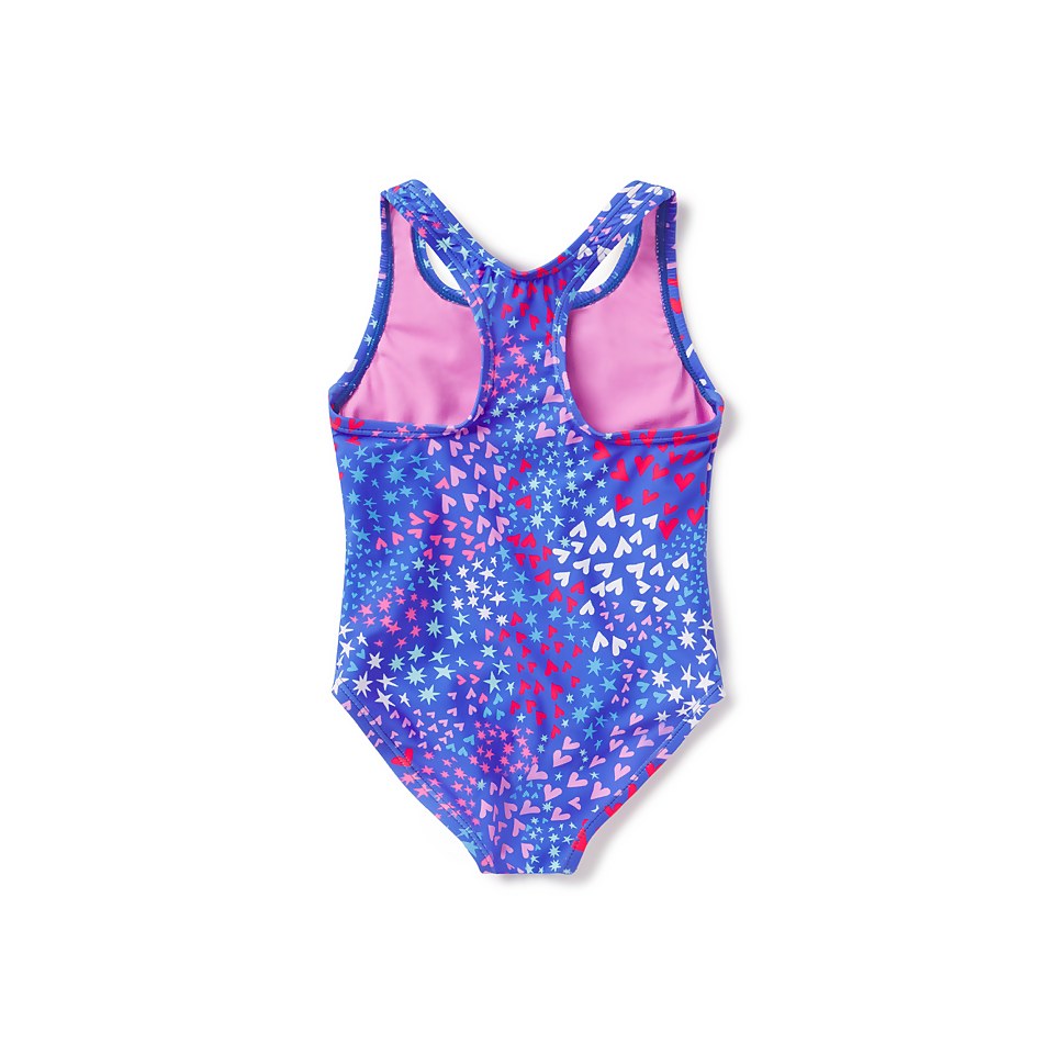Girl's Printed Toddler Snap Suit Blue