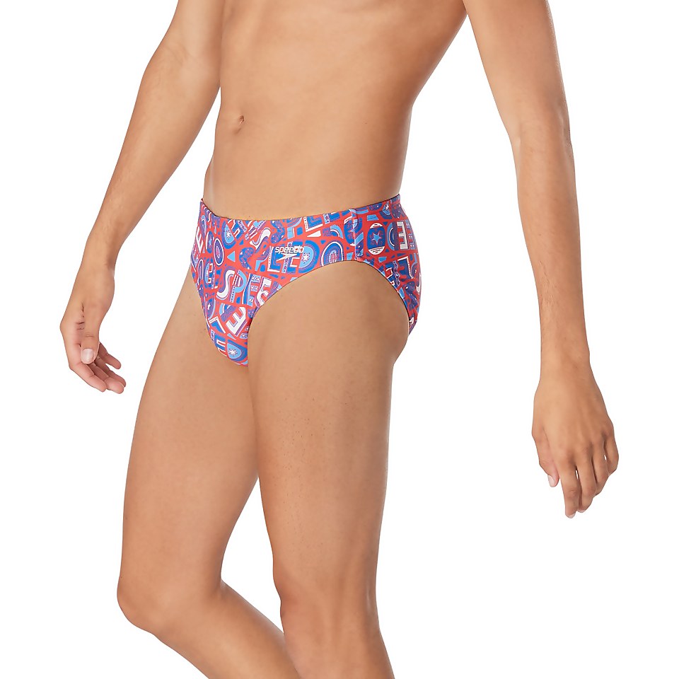Men's Floatable Floral Print Beachstar 2" Brief Red
