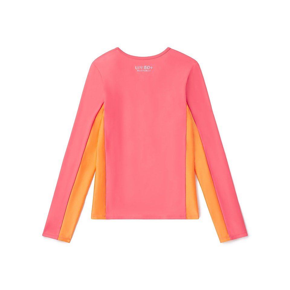 Girl's Splice UV Protection Long Sleeve Rashguard Pink
