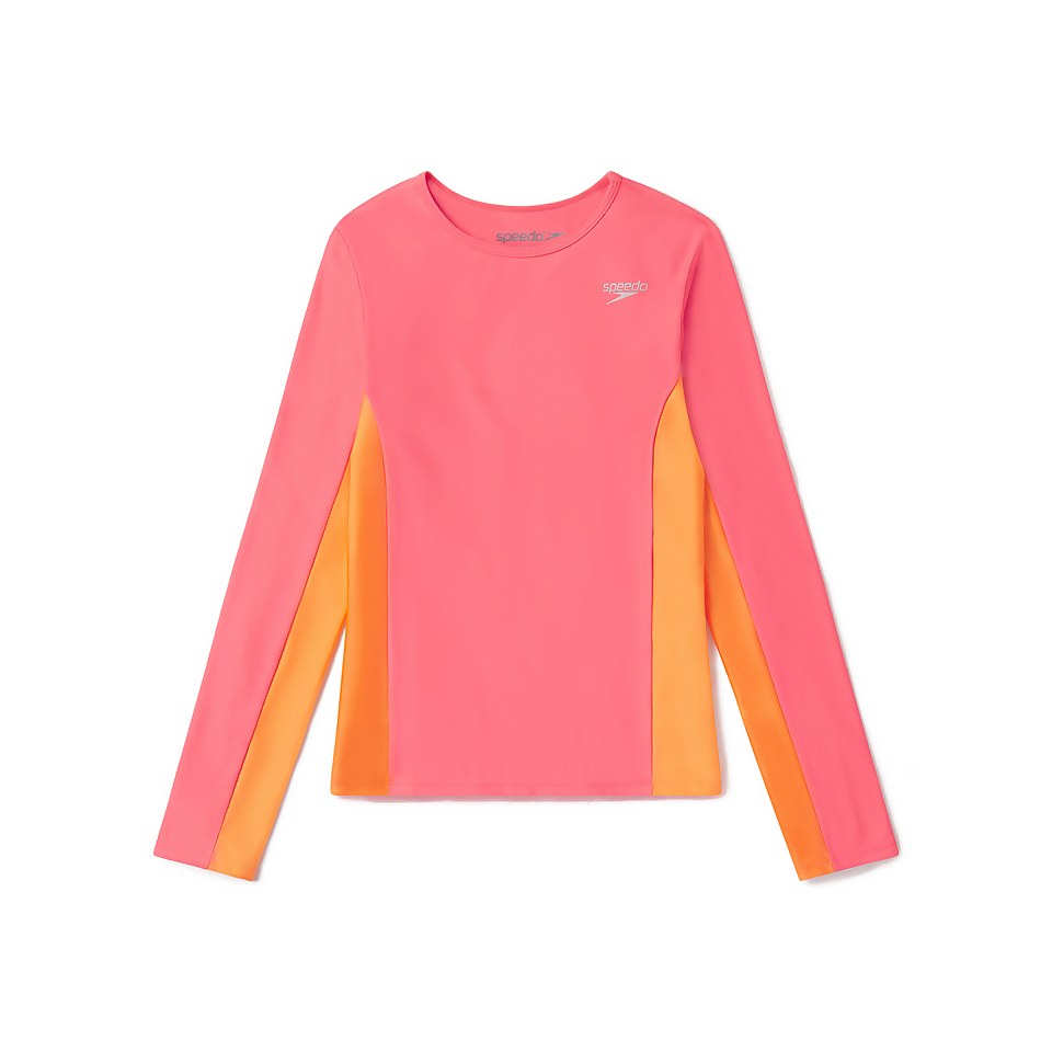 Girl's Splice UV Protection Long Sleeve Rashguard Pink