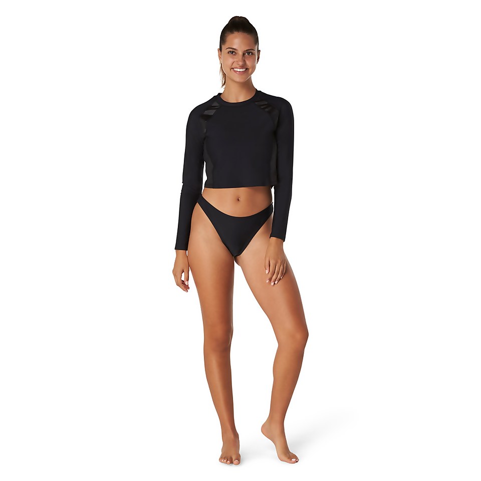 Women's Long Sleeve Quantum Sheen Crop Rashguard Black