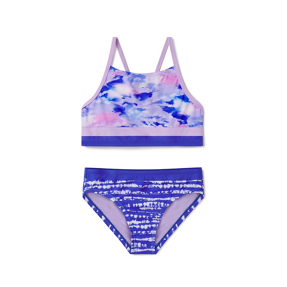 Ensemble bikini à motif imprimé pour filles, violet