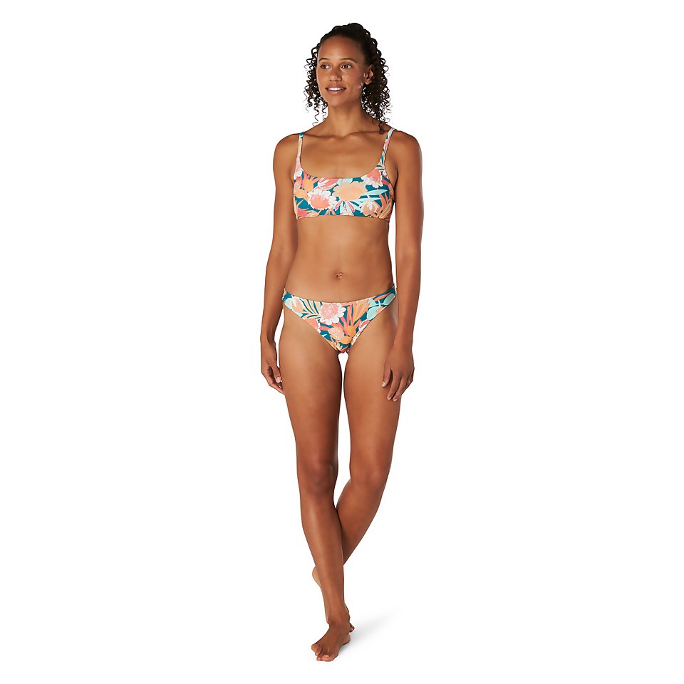 Bas de bikini échancré à motif imprimé pour femmes, bleu
