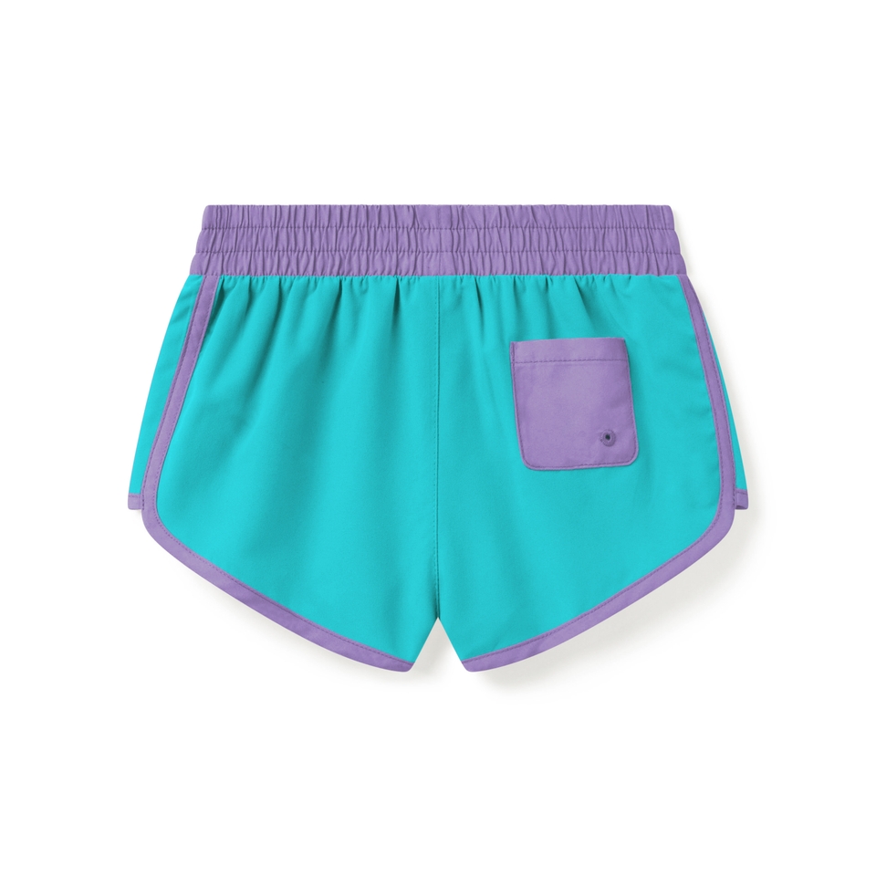 Girl's Solid Board Short Turquoise/Purple