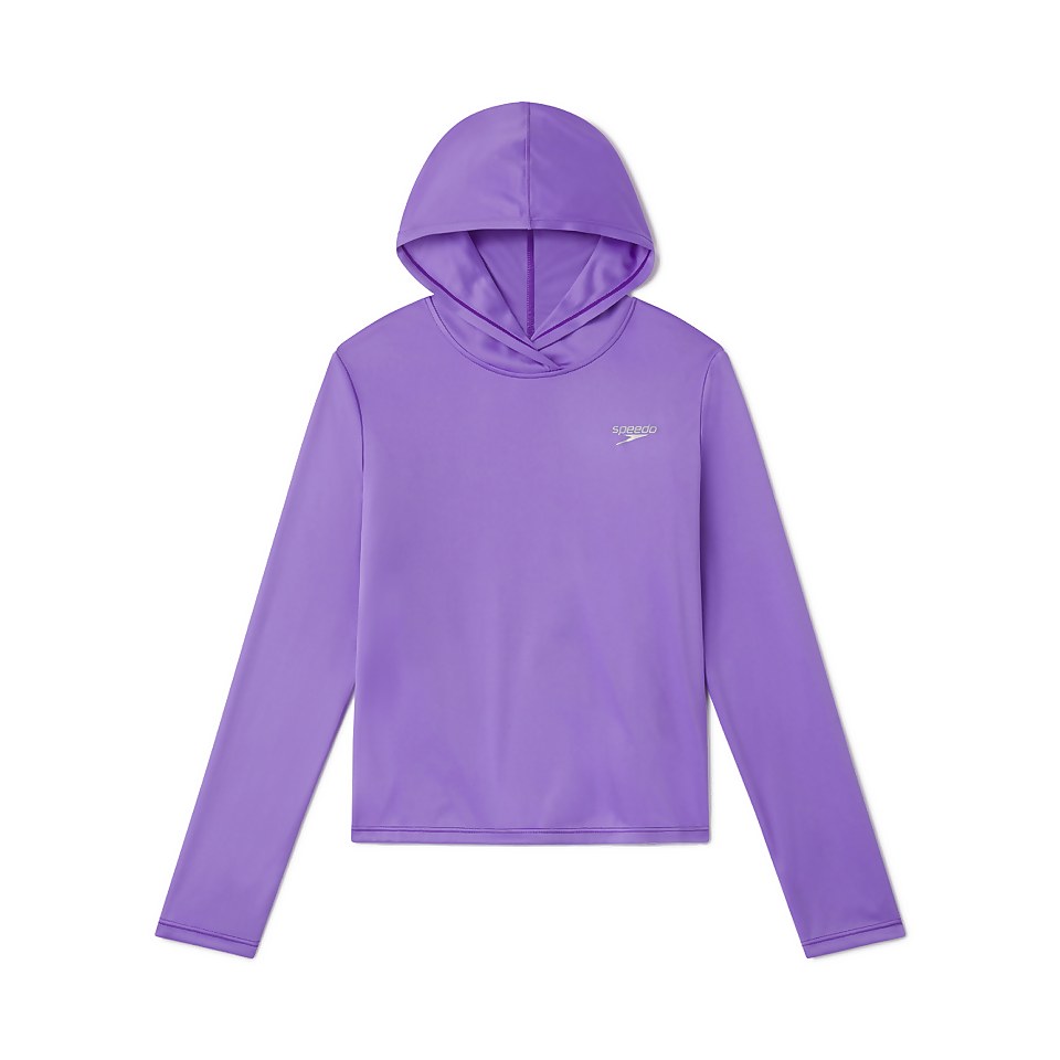 Girl's Kid's Long Sleeve Hooded Swim Tee Purple